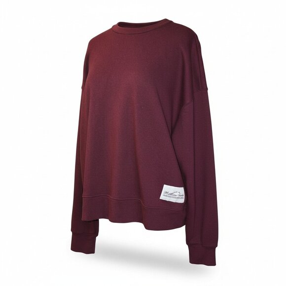 WeWoreWhat Wellness Club Oversized Crewneck Sweatshirt Burgundy L - Picture 2 of 12
